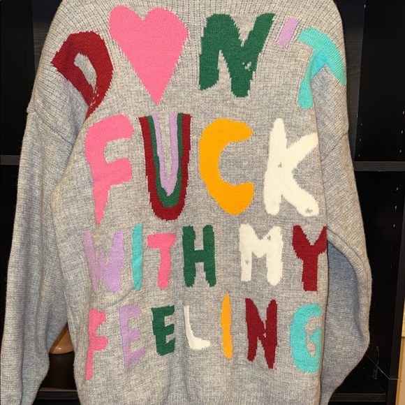 Gray Sweater with Colorful Lettering - Picture 4 of 5